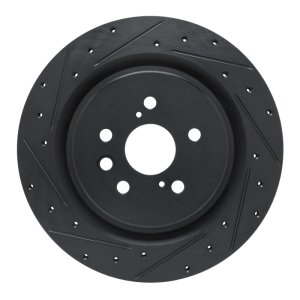 Lexus RX350 Brake Rotor (1) - Rear Left - R1 Concepts - Drilled & Slotted - Black - `20-`25